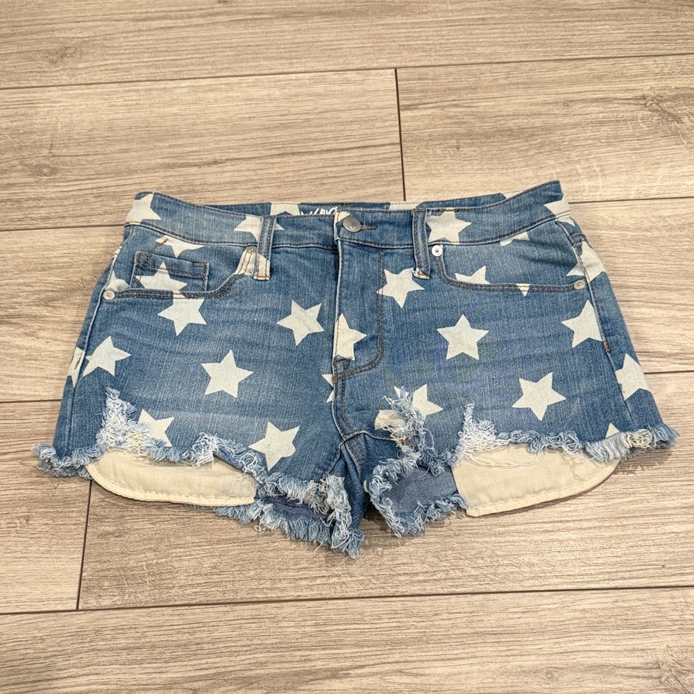 Mossimo Supply Co. Blue Star Print Denim Jean Shorts